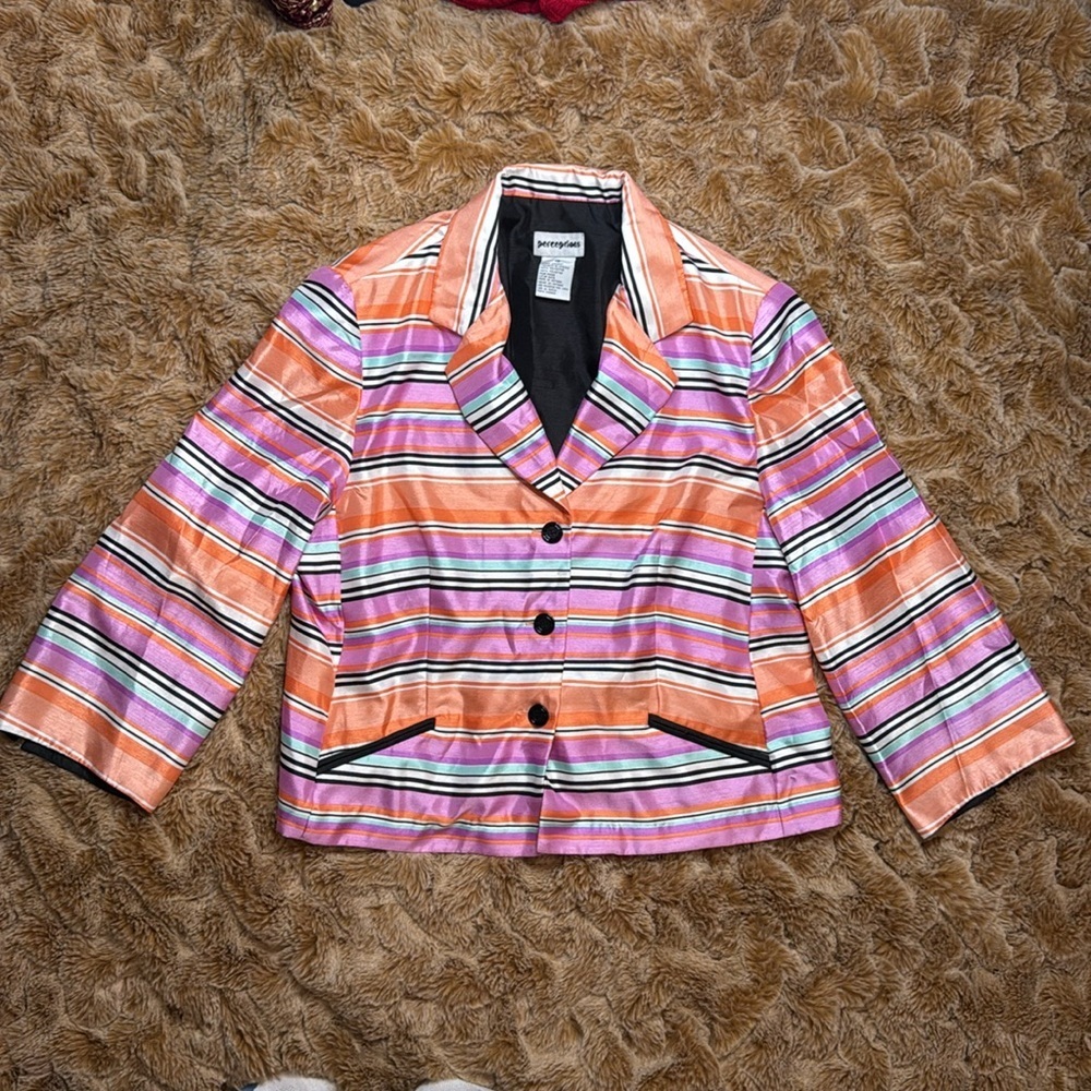Perceptions Women's Striped Multicolor Blazer size 18 - Picture 4 of 12